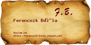 Ferencsik Béla névjegykártya